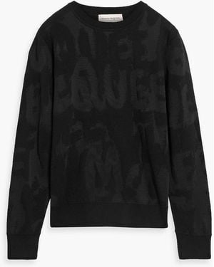 McQueen Intarsia Wool-Blend Sweater - Black