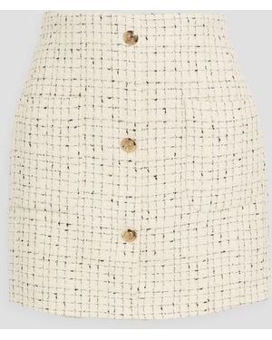 Anine Bing Mateo Metallic Bouclé-Tweed Mini Skirt - Natural