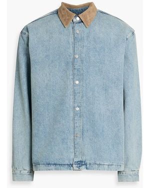 FRAME Suede-Trimmed Denim Jacket - Blue