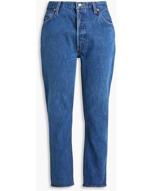 RE/DONE Cropped High-rise Slim-leg Jeans - Blue