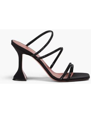 AMINA MUADDI Naima Crystal-embellished Satin Mules - Black