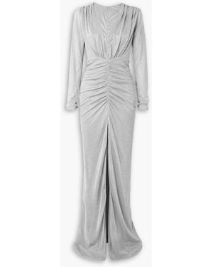 Costarellos Tatjana Ruched Knitted Maxi Dress - Grey