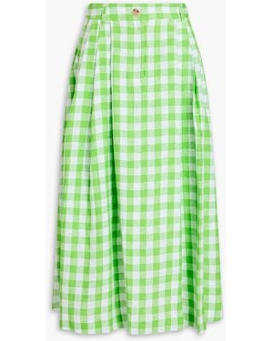 Mara Hoffman Tulay Pleated Checked Hemp Maxi Skirt - Green