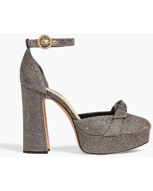 Alexandre Birman Clarita Bow-Detailed Lamé Platform Pumps - Metallic