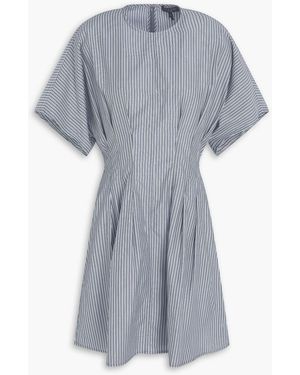 Rag & Bone Maddie Pleated Striped Cotton-Poplin Mini Dress - Gray