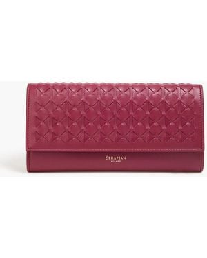 Serapian Mosaico Woven Leather Continental Wallet - Red