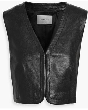 FRAME Cropped Leather Vest - Black