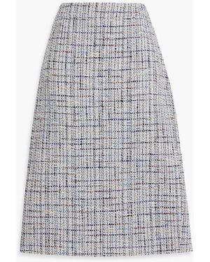 Veronica Beard Nervi Metallic Cotton-Blend Tweed Skirt - White