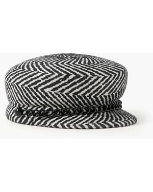 Eugenia Kim Sabrina Chain-embellished Printed Wool-felt Cap - Black