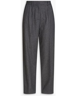 Maje Mélange Wool-blend Felt Straight-leg Pants - Gray