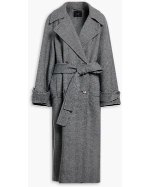 JOSEPH Navarre Belted Herringbone Wool Coat - Grey