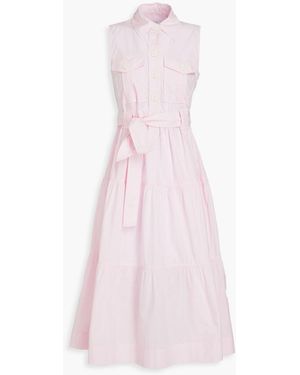 10 Crosby Derek Lam Florence gestuftes midikleid aus baumwollpopeline - Pink