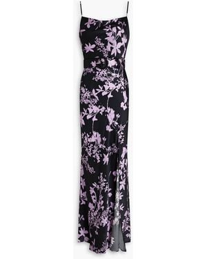 Nicholas Belted Floral-Print Silk-Satin Maxi Dress - White