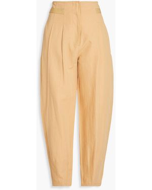 Ulla Johnson Alda Cropped Cotton, Linen And Silk-blend Tapered Pants - Natural
