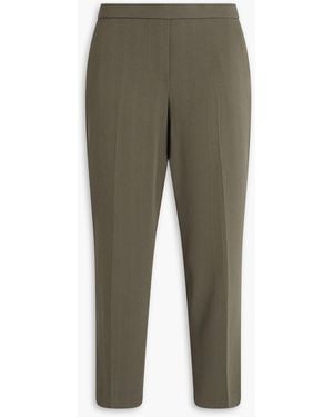 Theory Cropped Textured-crepe Slim-leg Trousers - Green