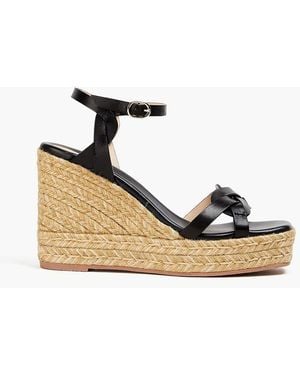 Stuart Weitzman Braida Max Leather Espadrille Wedge Sandals - Black