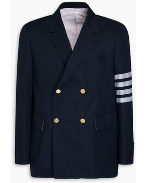 Thom Browne Double-Breasted Striped Cotton-Twill Blazer - Blue