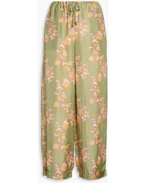 HANNAH Azra Printed Silk-satin Wide-leg Pants - Green