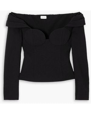Magda Butrym Off-the-shoulder Gathered Stretch-wool Crepe Bustier Top - Black