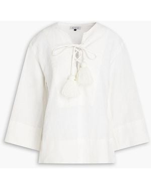 Fil De Vie Odin Lace-up Linen Top - White