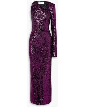 Nervi Susi One-sleeve Cutout Sequined Tulle Gown - Purple