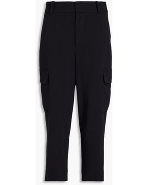 FRAME Cropped Crepe Cargo Pants - Black