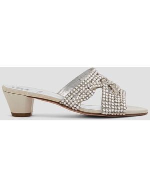 Gina Deitrich Crystal-embellished Leather Mules - White
