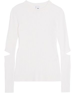 Iris & Ink Cutout Ribbed Merino Wool Sweater - White