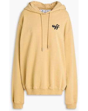 Off-White c/o Virgil Abloh Printed French Cotton-blend Terry Hoodie - Metallic