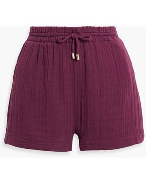Melissa Odabash Abbie Cotton-Gauze Shorts - Purple