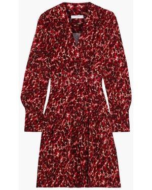 Equipment Jenesse Wrap-effect Leopard-jacquard Mini Wrap Dress - Red