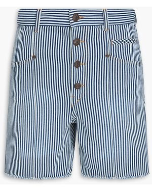 Isabel Marant Nadia Striped Cotton-Gabardine Shorts - Blue