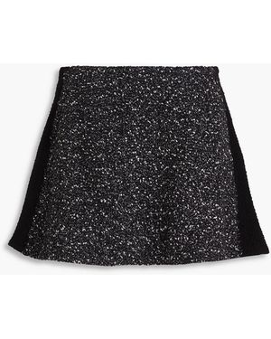 Rag & Bone Elsie Flared Felt-paneled Wool-blend Bouclé-tweed Mini Skirt - Black