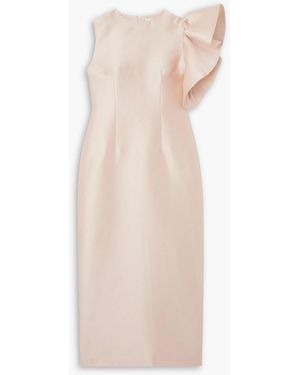 D'Estree Franz Asymmetric Faille Midi Dress - Natural