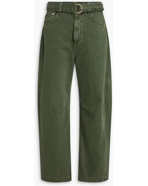 Rag & Bone Charlie Belted High-Rise Barrel-Leg Jeans - Green