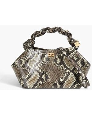 Ganni Bou Small Snake-print Leather-blend Tote - Multicolour