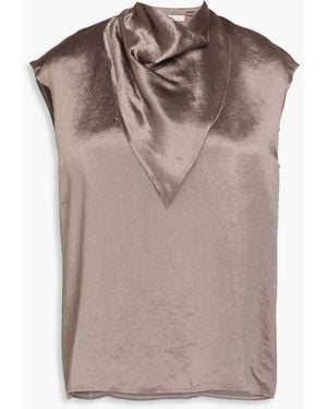 Tibi Draped Satin-crepe Top - Brown