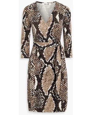 Diane von Furstenberg Julian Snake-Print Silk-Jersey Wrap Dress - Brown