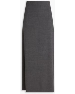Loulou de Saison Bleistiftrock "samos" in maxilänge aus twill aus einer wollmischung - Grau