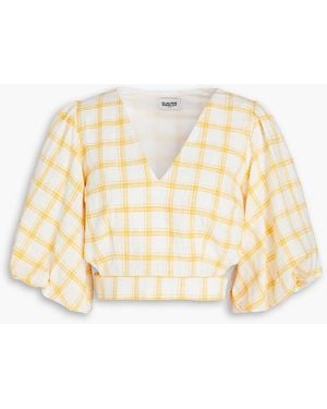Claudie Pierlot Cropped Checked Cotton Top - Natural