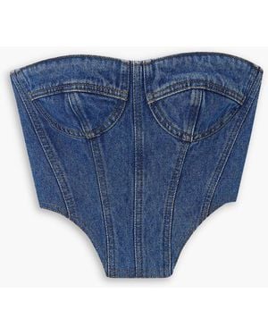 David Koma Denim Bustier Top - Blue