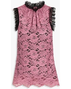 Dolce & Gabbana Ruffled Corded Lace Top - Pink