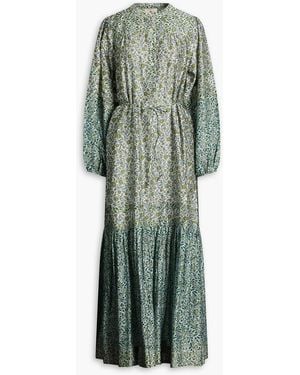 HANNAH Midikleid "viviana" aus einer baumwoll-seidenmischung mit floralem print - Grün