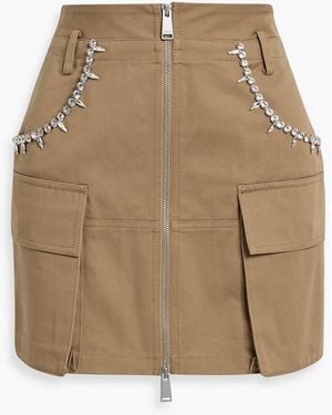 Area Crystal-Embellished Cotton-Twill Mini Skirt - Natural