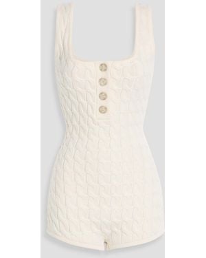 FRAME Cable-Knit Wool Playsuit - Natural