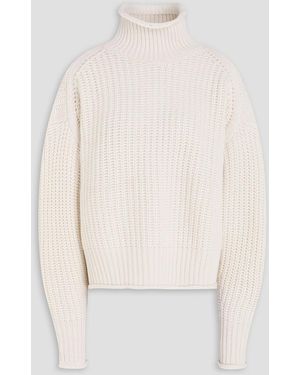 Autumn Cashmere Ribbed-Knit Turtleneck Jumper - White