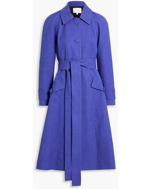 Carolina Herrera Belted Slub Twill Coat - Blue