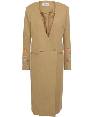 Temperley London Creek Double-breasted Embroidered Cotton-gabardine Coat - Natural