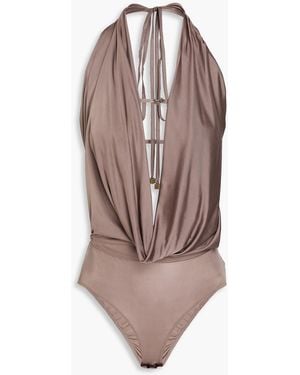 Blumarine Neckholder-body aus stretch-jersey mit drapierung - Braun