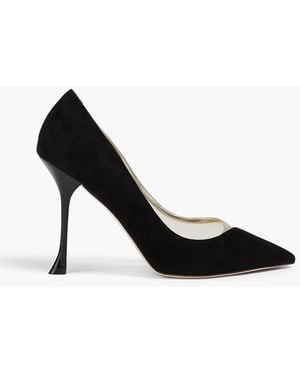 Roger Vivier Vivier 100 Tulle-paneled Suede Court Shoes - Black